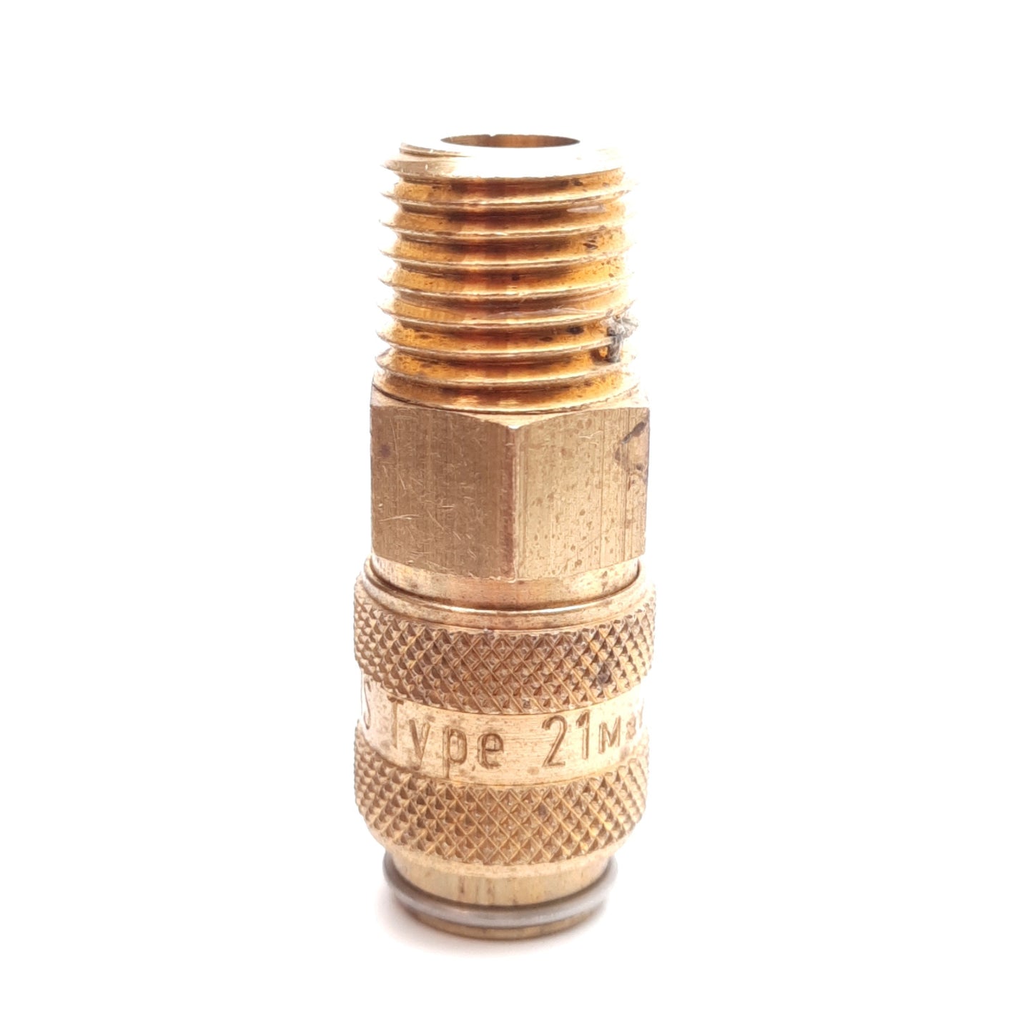 Used Lot of 5 Parker Rectus Type 21 Coupler, Brass, G1/4 Male Thread to ø9mm ID