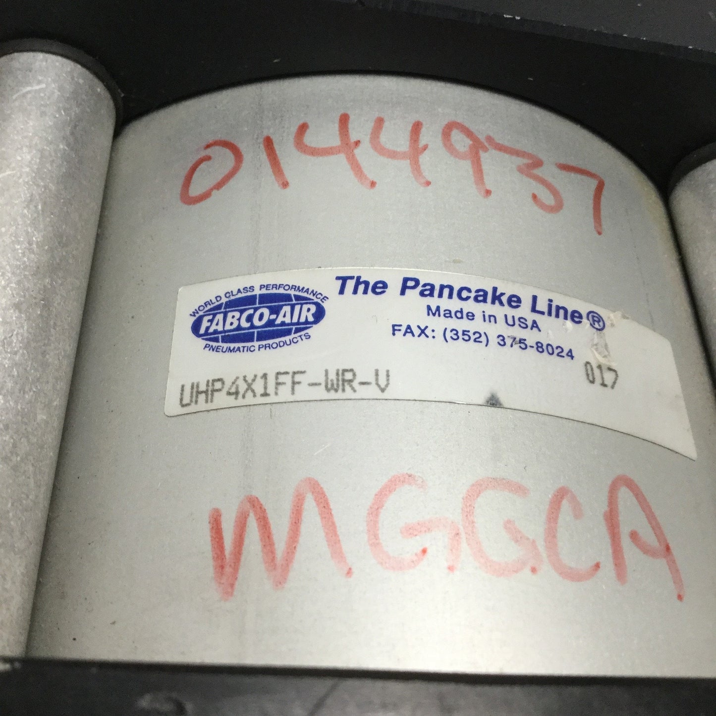 Used Fabco-Air UHP4X1FF-WR-V Hi-Power Pancake Line Air Cylinder 4" Bore, 1" Stroke