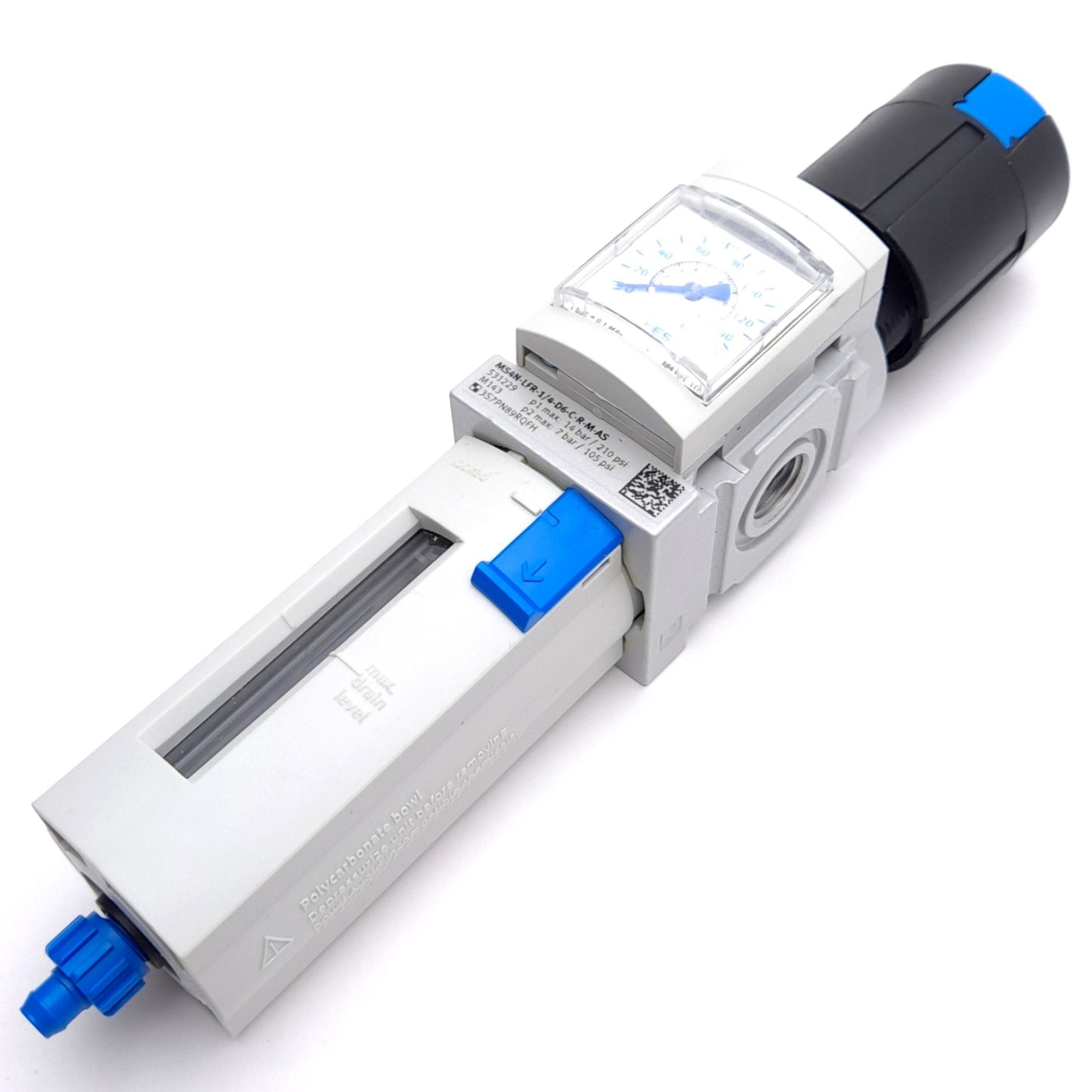 New – Open box Festo MS4N-LFR-1/4-D6-CRM-AS Filter Regulator, 1500 l/min, 1/4in NPT, 5µm