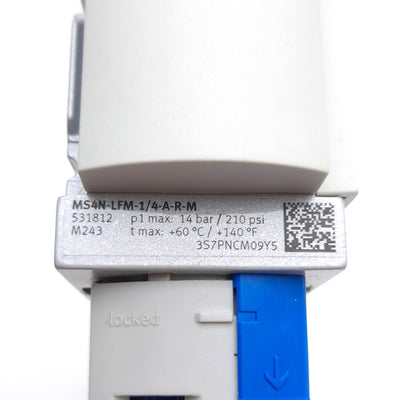 New – Open box Festo MS4N-LFM-1/4-A-R-M Micro Filter, 0.01µm, 54-260 l/min, 1/4in NPT, 0-14bar
