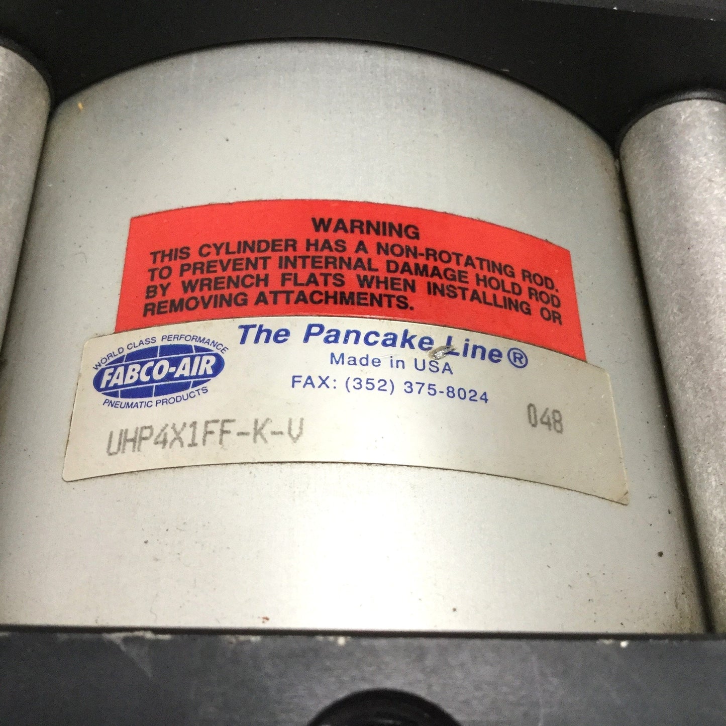 Used Fabco-Air UHP4X1FF-K-V Hi-Power Pancake Line Air Cylinder 4" Bore, 1" Stroke