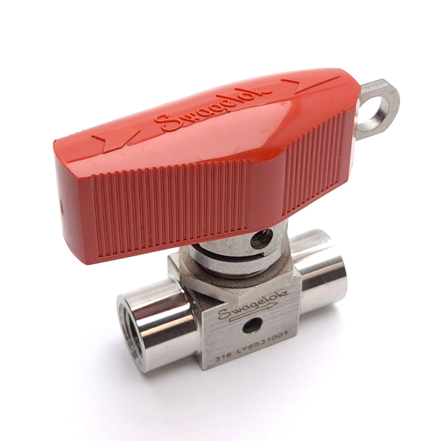 Used Swagelok SS-43GVF4-LL-RD Ball Valve, 500psig, 1/4in NPT, 316 Stainless Steel
