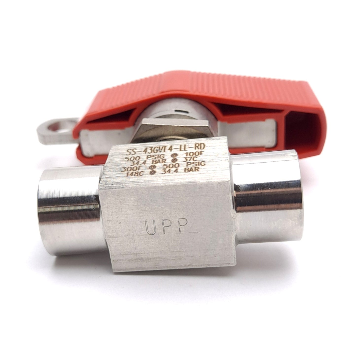 Used Swagelok SS-43GVF4-LL-RD Ball Valve, 500psig, 1/4in NPT, 316 Stainless Steel