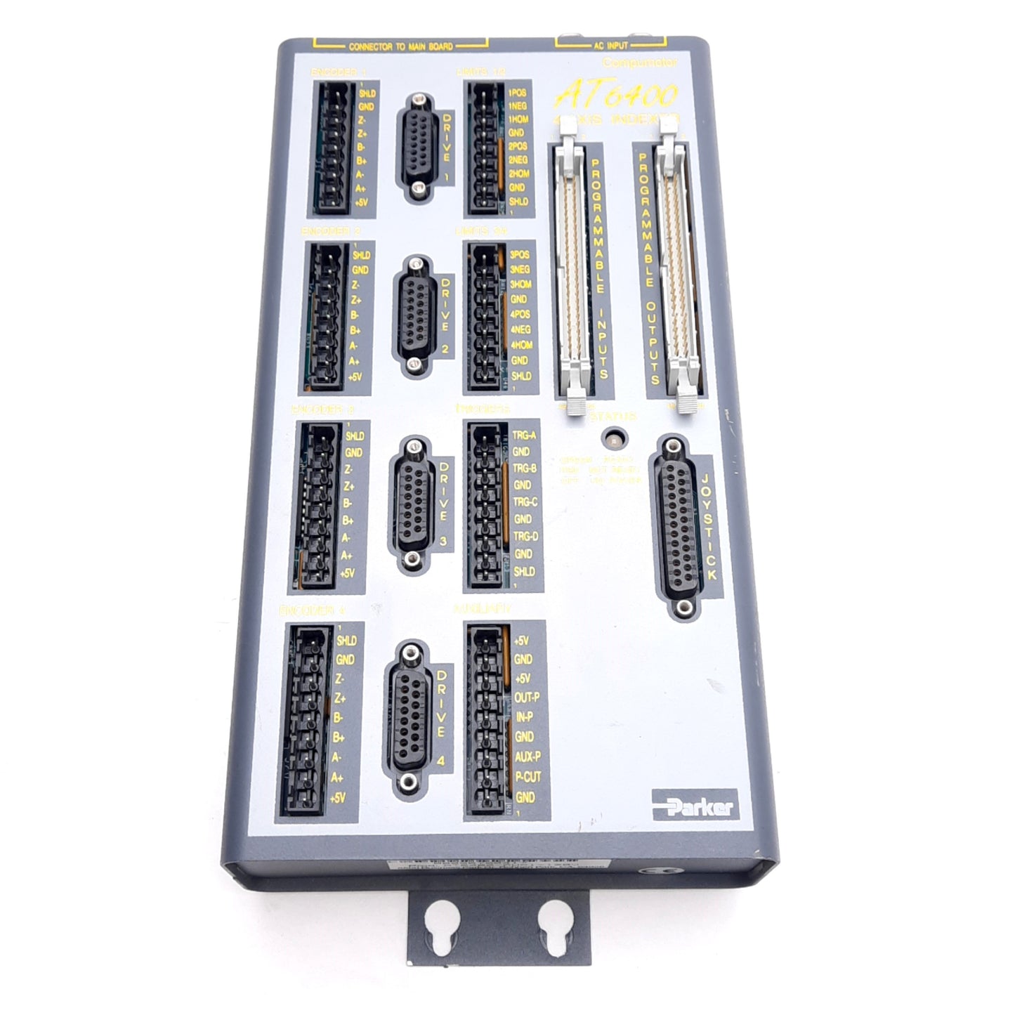 Used Parker AT6400-AUX1-120V 4-Axis Indexer Controller, 120VAC 1.5A *Damaged Clamps*
