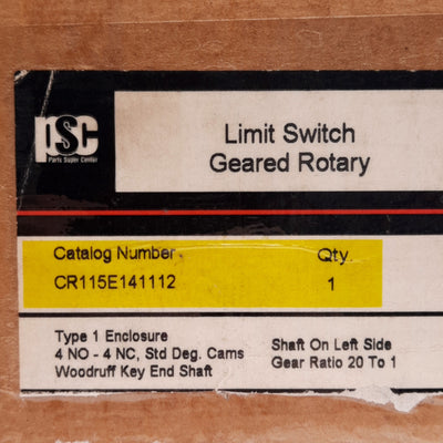 New – Open box PSC CR115E141112 Geared Rotary Limit Switch 4NO + 4NC, 20:1 Ratio, 600VAC/240VDC