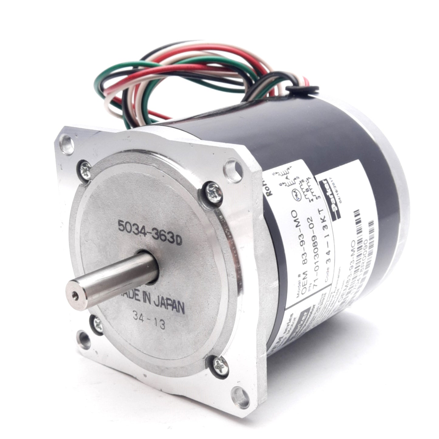 New – Open box Parker OEM 83-93-MO Stepper Motor, 1.3A, 260oz-in Torque, 4-Wire Leads, NEMA 34
