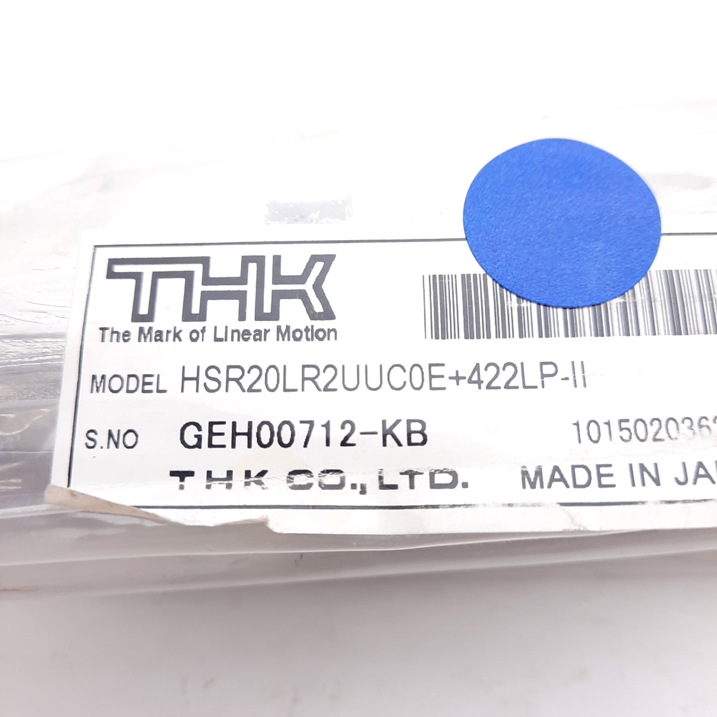 New THK HSR20LR2UUC0E+422LP Linear Guide Assembly, 422mm Rail, 90x44mm Carriages