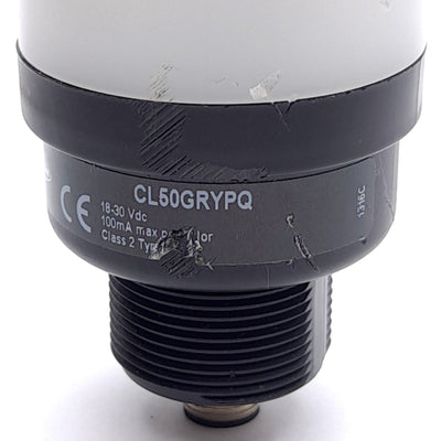 Used Banner CL50GRYPQ LED Column Light Indicator, Green/Red/Yellow, PNP Input, ø50mm