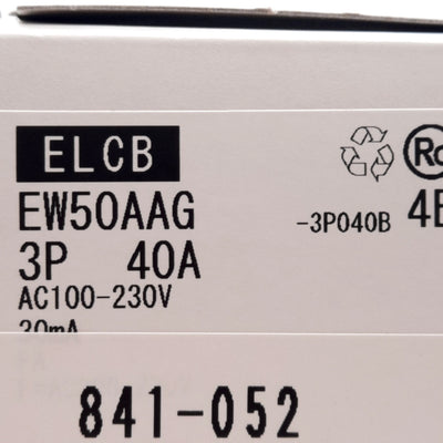 New Fuji Electric EW50AAG-3P040 Earth Leakage Circuit Breaker 3-Pole 100-230VAC 40A