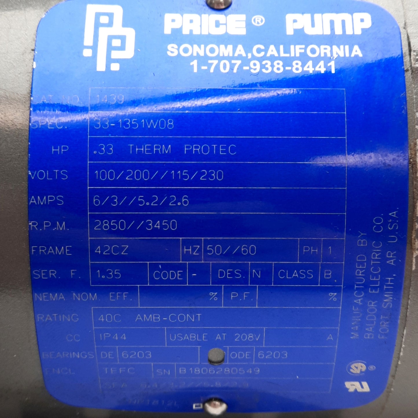 Used Price LT25SS Horizontal Centrifugal Pump 1/3 HP 115/230V 50/60Hz 1Ph Motor 12GPM