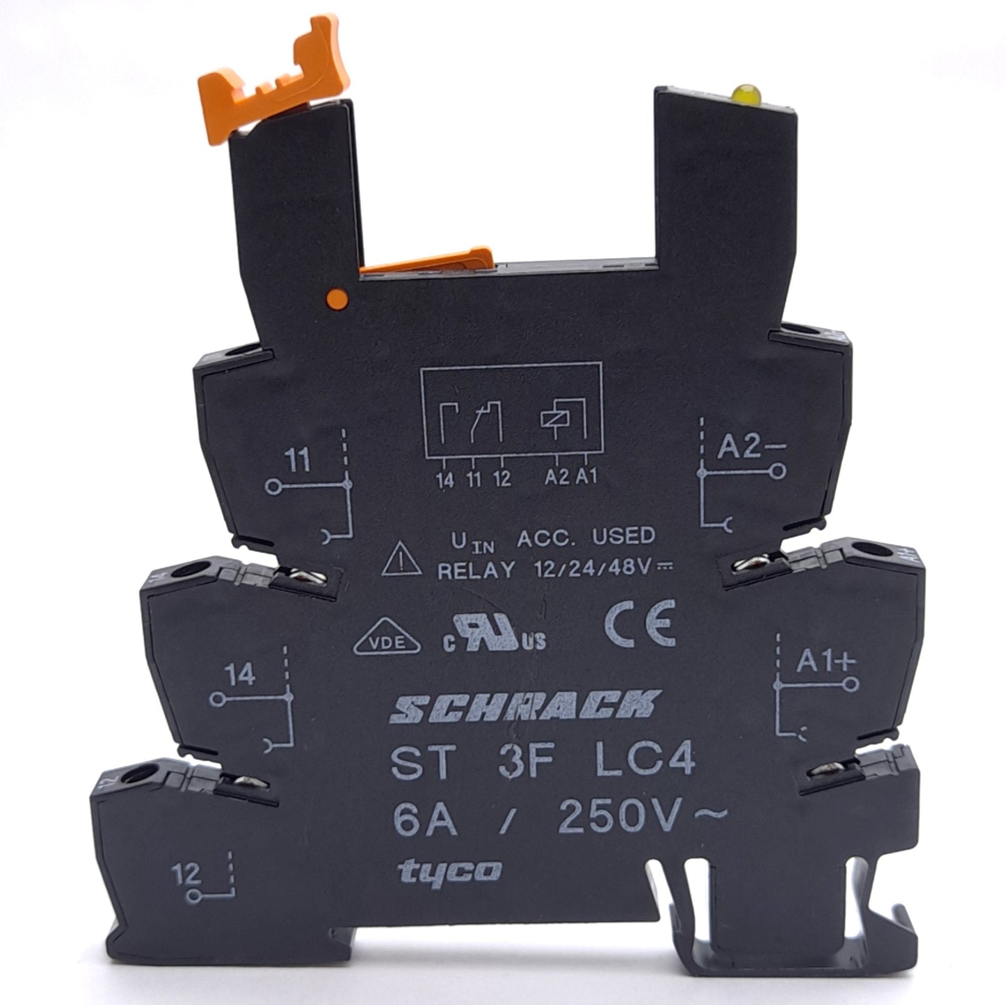 Used Lot of 4 Schrack ST 3F LC4 Relay Socket, 6A 250VAC Rating, For 12/24/48VDC Relay