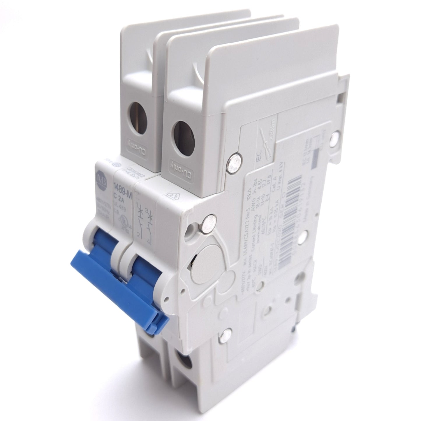 Used Allen Bradley 1489-MC020 Circuit Breaker, 2-Pole, 2A 480Y/277VAC Rated