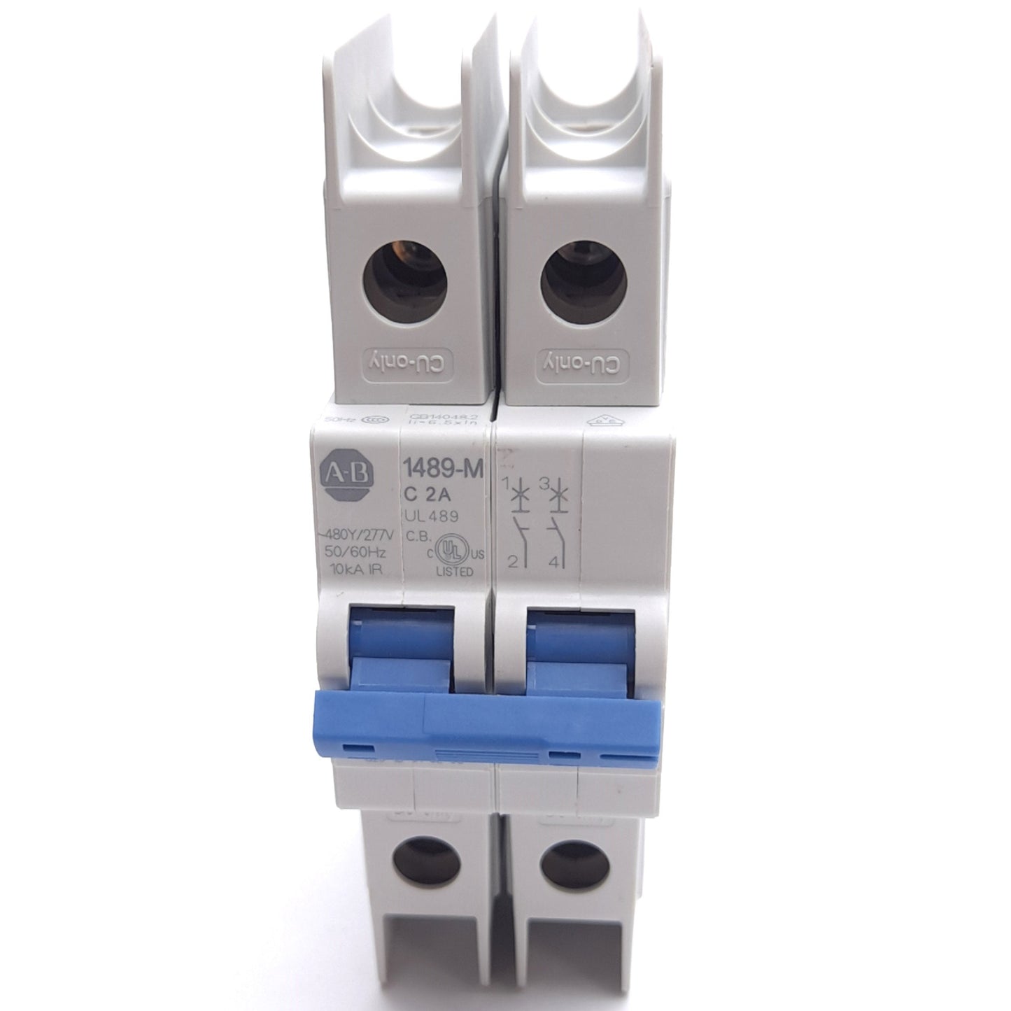 Used Allen Bradley 1489-MC020 Circuit Breaker, 2-Pole, 2A 480Y/277VAC Rated