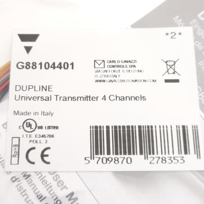 New Carlo Gavazzi G88104401 Dupline Universal Transmitter Input Module 2mA Max, 4-Ch