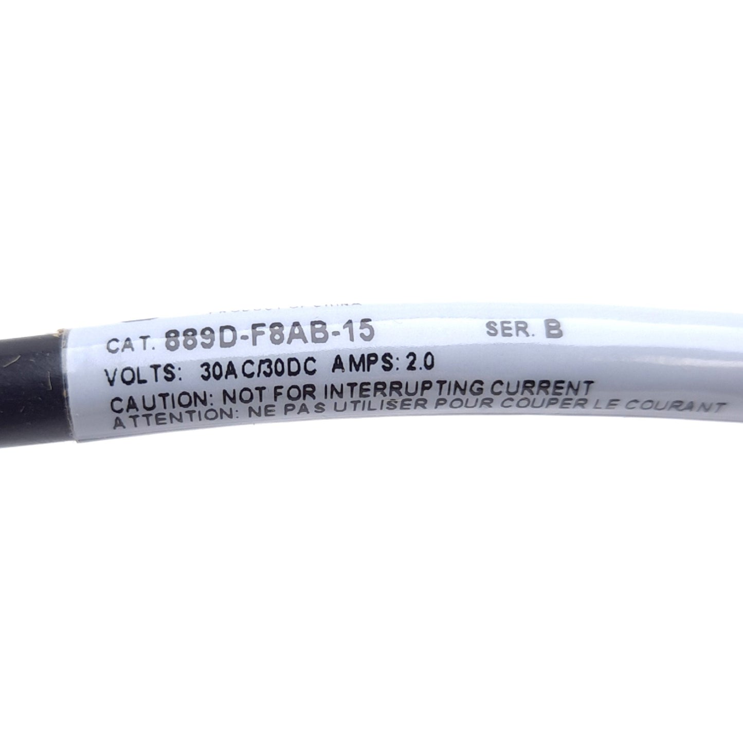 New – Open box Allen Bradley 89D-F8AB-15 Cordset Cable, M12 8-Pin Female to Flying Leads, 15m