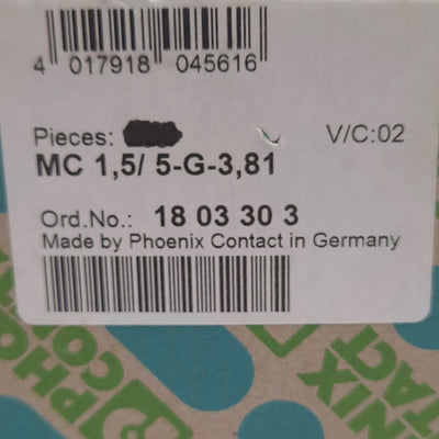 New – Open box Lot of 50 Phoenix Contact MC 1,5/ 5-G-3,81 1803303 PCB Header, 5-Position, 1-Row