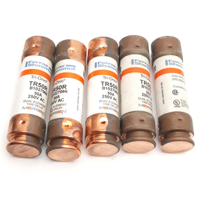 New – Open box Lot of 5 Ferraz Shawmut TR50R Mersen Time Delay Fuse, 250VAC 50A, Class RK5