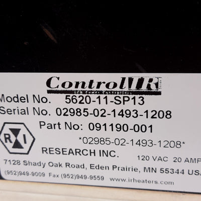 Used Research Inc 5620-11-SP13 Phase Angle Power Controller, External Run, 120VAC 20A
