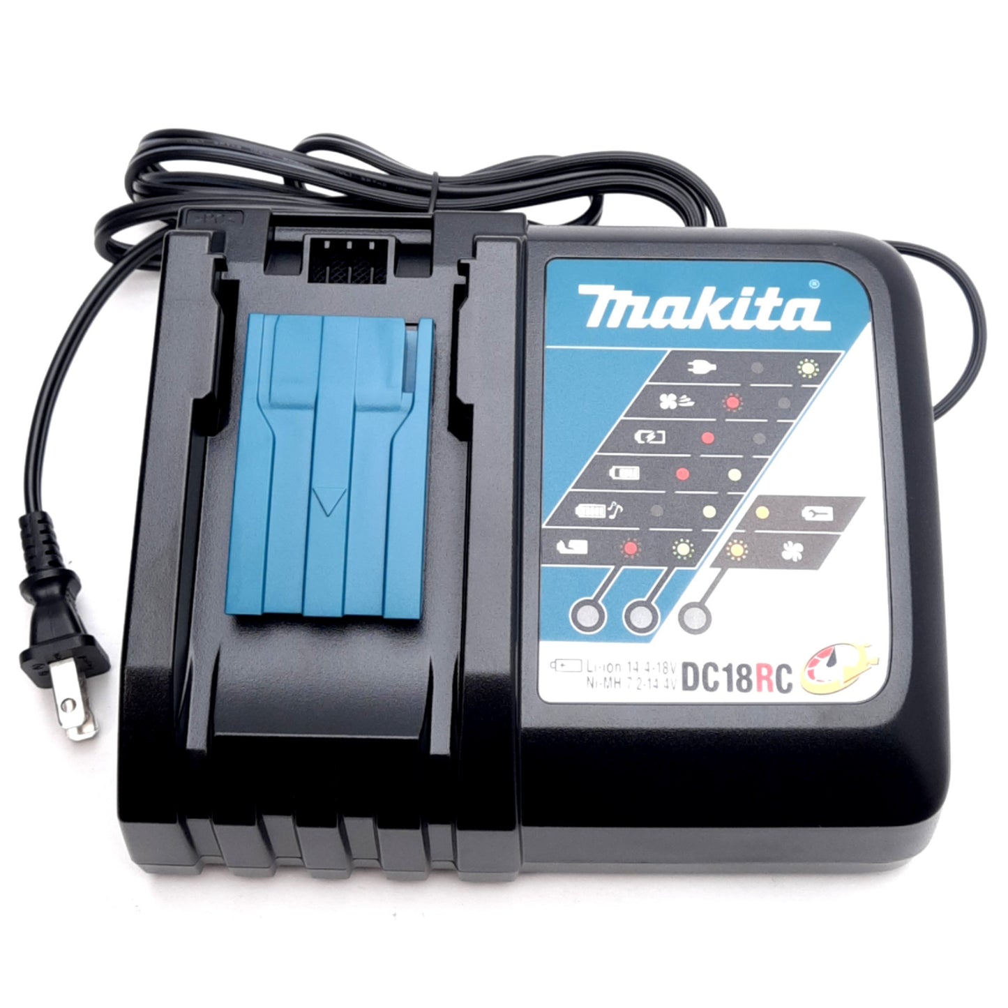 Open box Makita DC18RC Lithium-Ion Rapid Optimum Battery Charger 7.2-18VDC Out, 120VAC In