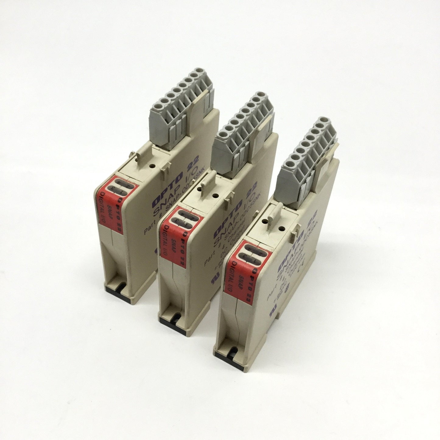 Used Lot of 3 Opto 22 SNAP-ODC5SNK Digital Output Modules, 4-Channel, 5-60VDC Sinking