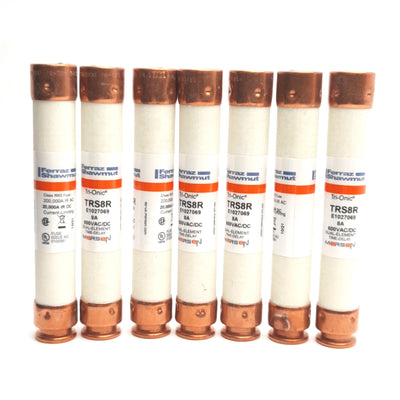 New – Open box Lot of 7 Ferraz Shawmut TRS8 Mersen Time Delay Fuse, 600VAC/DC, 8A, Class RK5