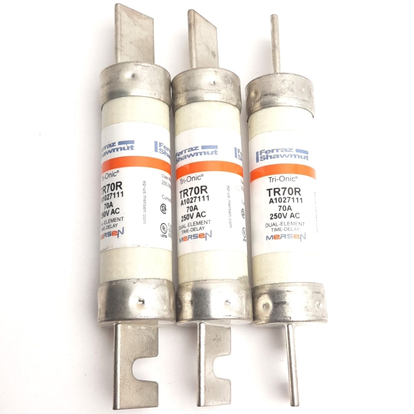 New – Open box Lot of 3 Ferraz Shawmut TR70R Mersen Time Delay Fuse, 240VAC 70A, Class RK5
