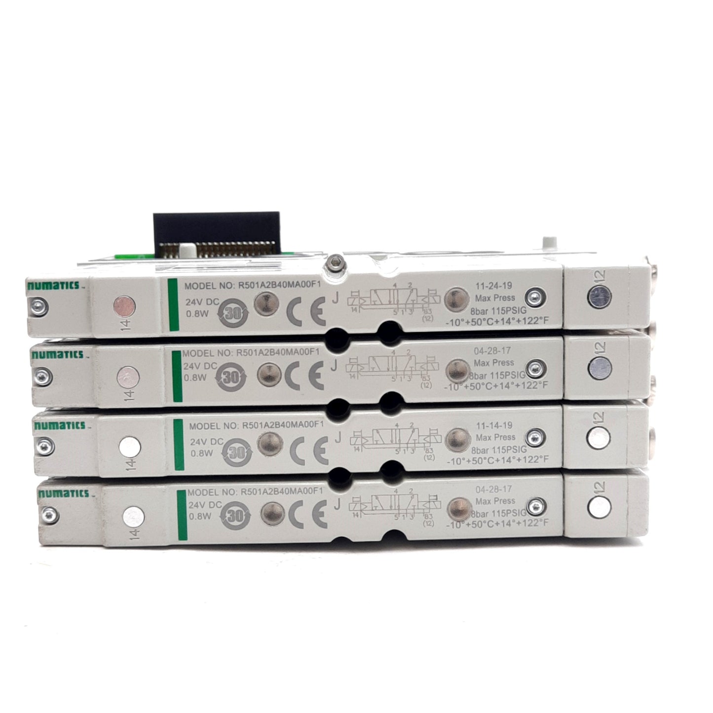 New – Open box Numatics K501AMM42MA0010 Manifold With (4x) R501A2B40MA00F1 Solenoid Valves