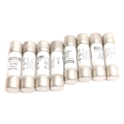 New – Open box Lot of 8 Ferraz Shawmut ATM6 Amp-Trap Midget Fuse, 600VAC/DC 6A, ø13/32 x 1.51in