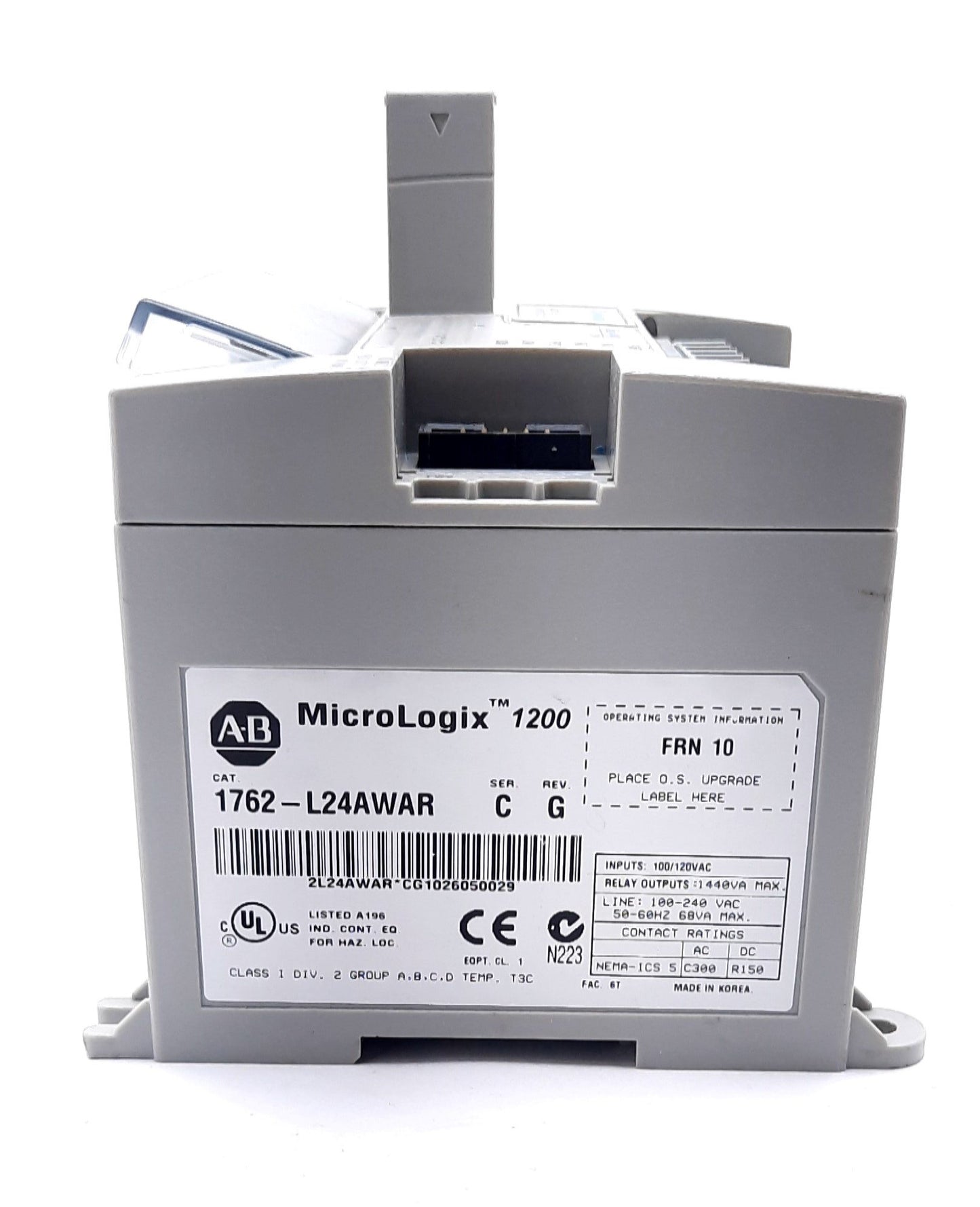 Used Allen Bradley 1762-L24AWAR MicroLogix 1200 24 Point Controller 100-120VAC