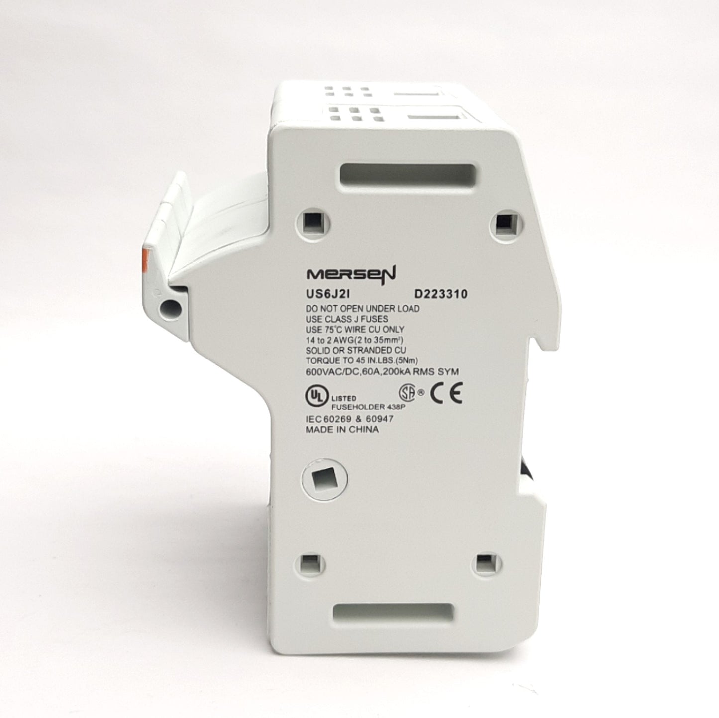 New – Open box Ferraz Shawmut Mersen US6J2I Fuse Holder, 2-Pole, Class J, 600VAC/DC, 60A