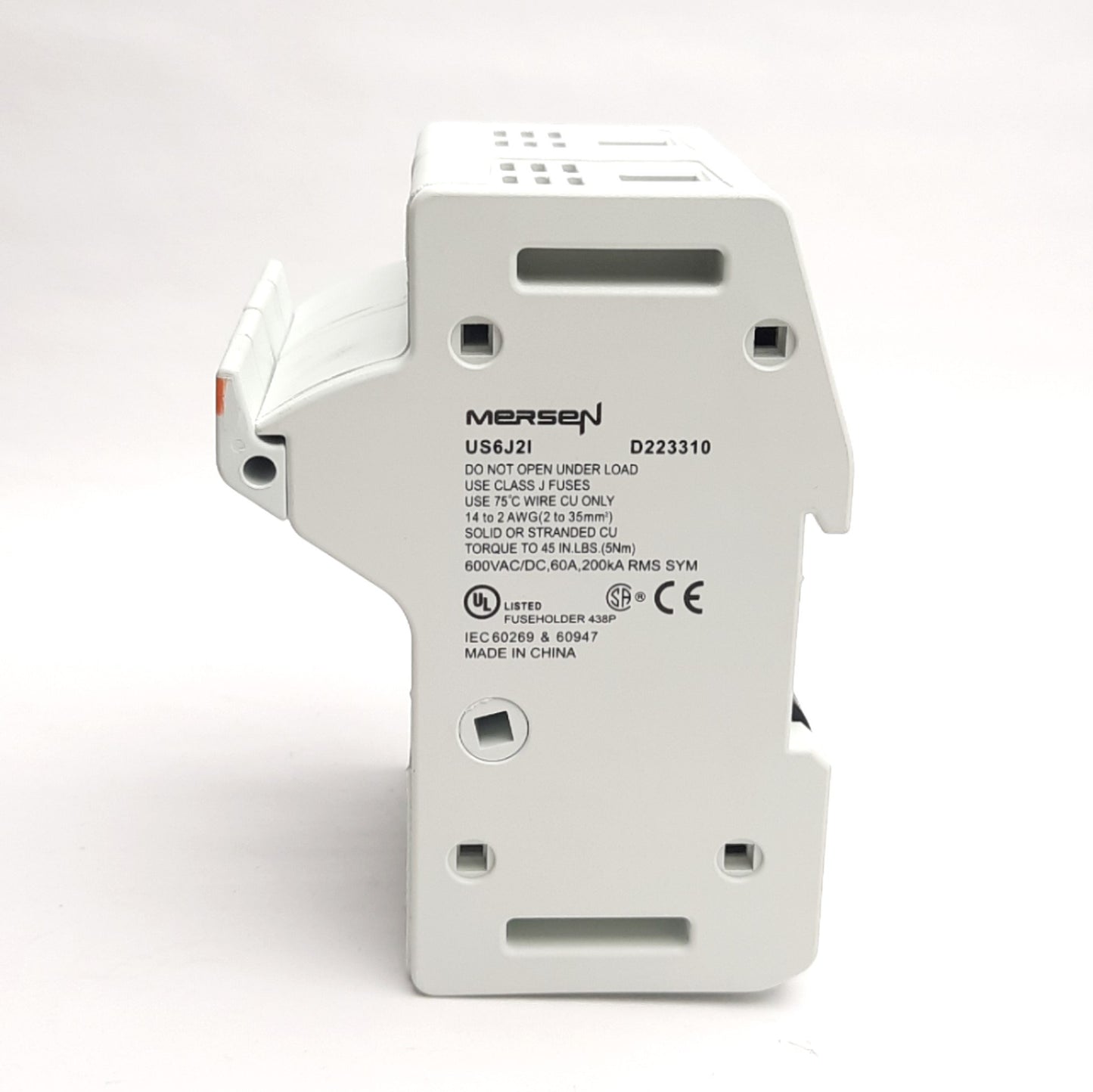 New – Open box Ferraz Shawmut Mersen US6J2I Fuse Holder, 2-Pole, Class J, 600VAC/DC, 60A