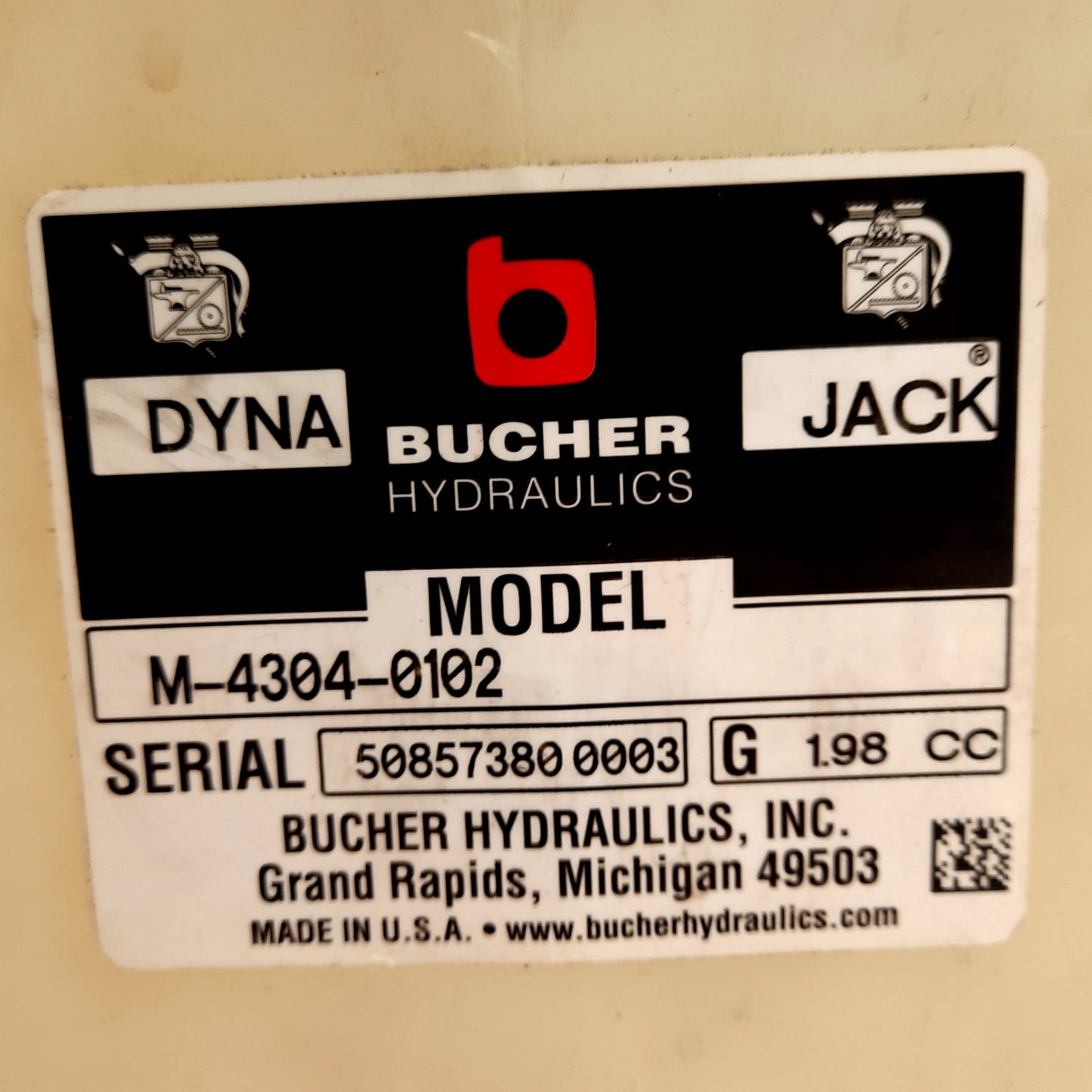 Used Bucher M-4304-0102 Hydraulic Pump & Reservoir, 3PH 230/460VAC, 1/2HP, 56C Frame