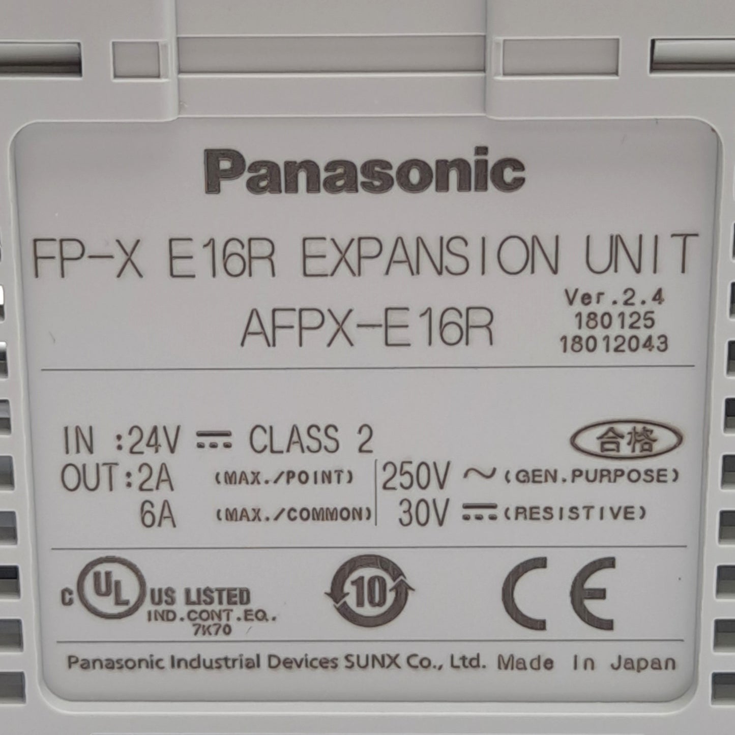 New Panasonic AFPX-E16R Expansion I/O Unit, 8-Point 24VDC In, 8-Point 2A Relay Out