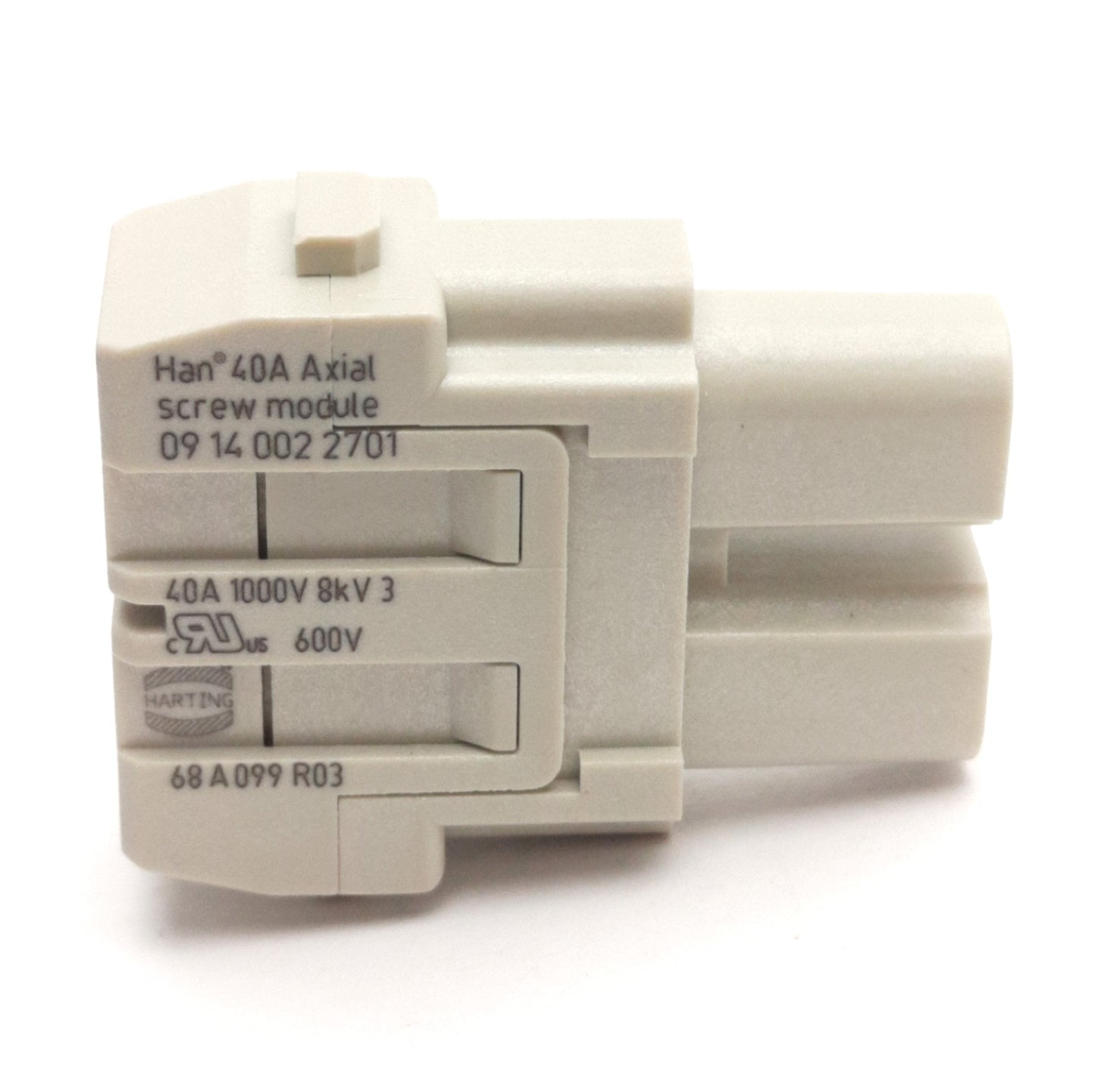 New – Open box Harting 09140022701 Han 40A Axial Screw Module 40A 1000V 2-Pole, 2.5-8mm, Female