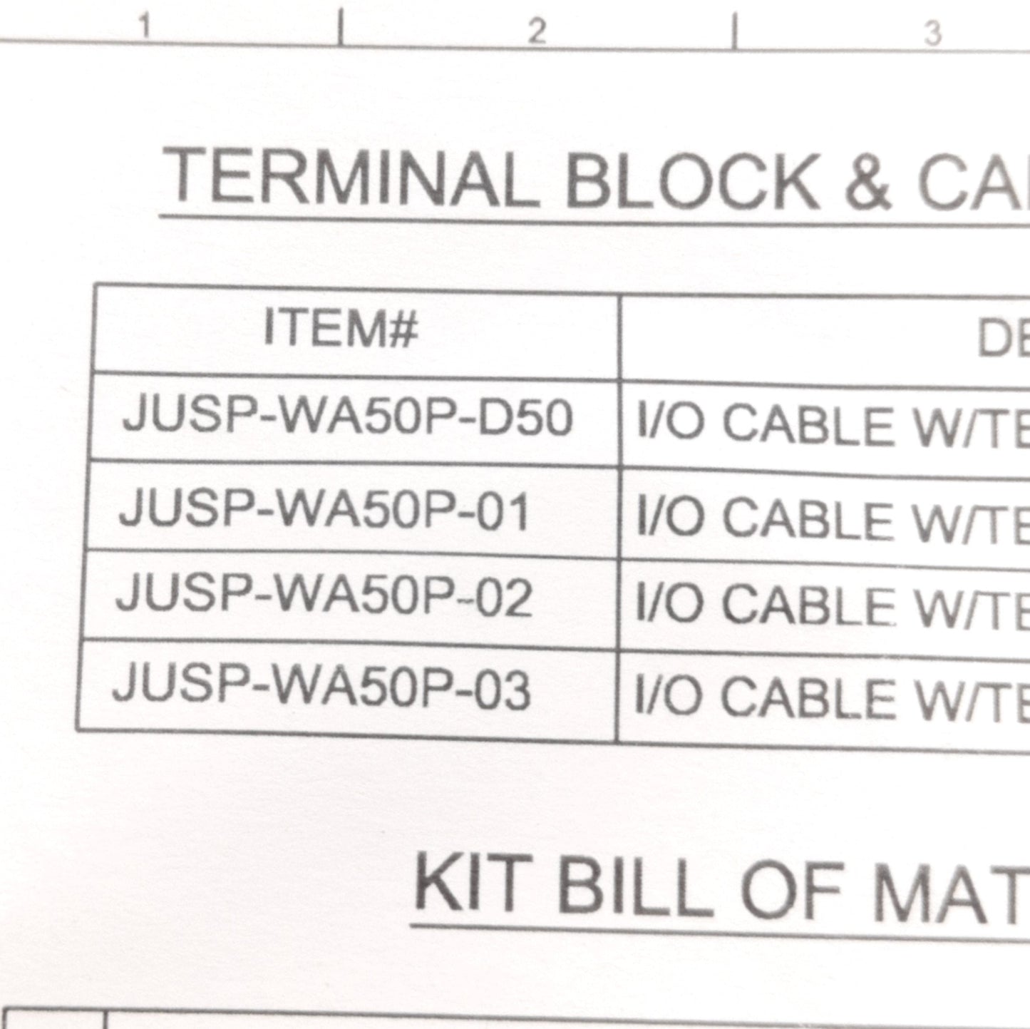 New Yaskawa JUSP-WA50P-D50 / Wago 8002-025 Breakout Board & Cable, DB-50M