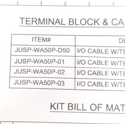 New Yaskawa JUSP-WA50P-D50 / Wago 8002-025 Breakout Board & Cable, DB-50M