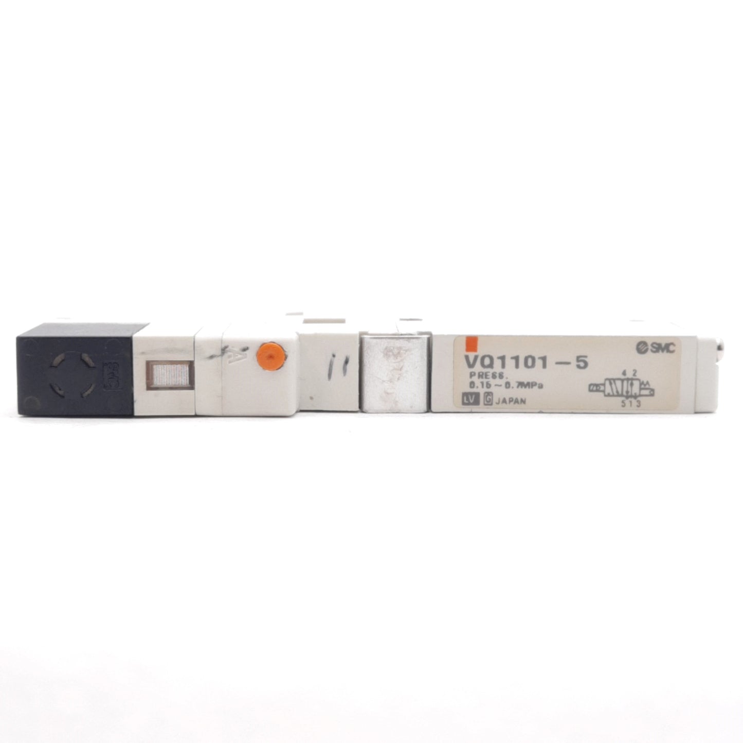 Used SMC VQ1101-5 Solenoid Valve, 2-Position Single, 0.15-0.7MPa, 24VDC Coil
