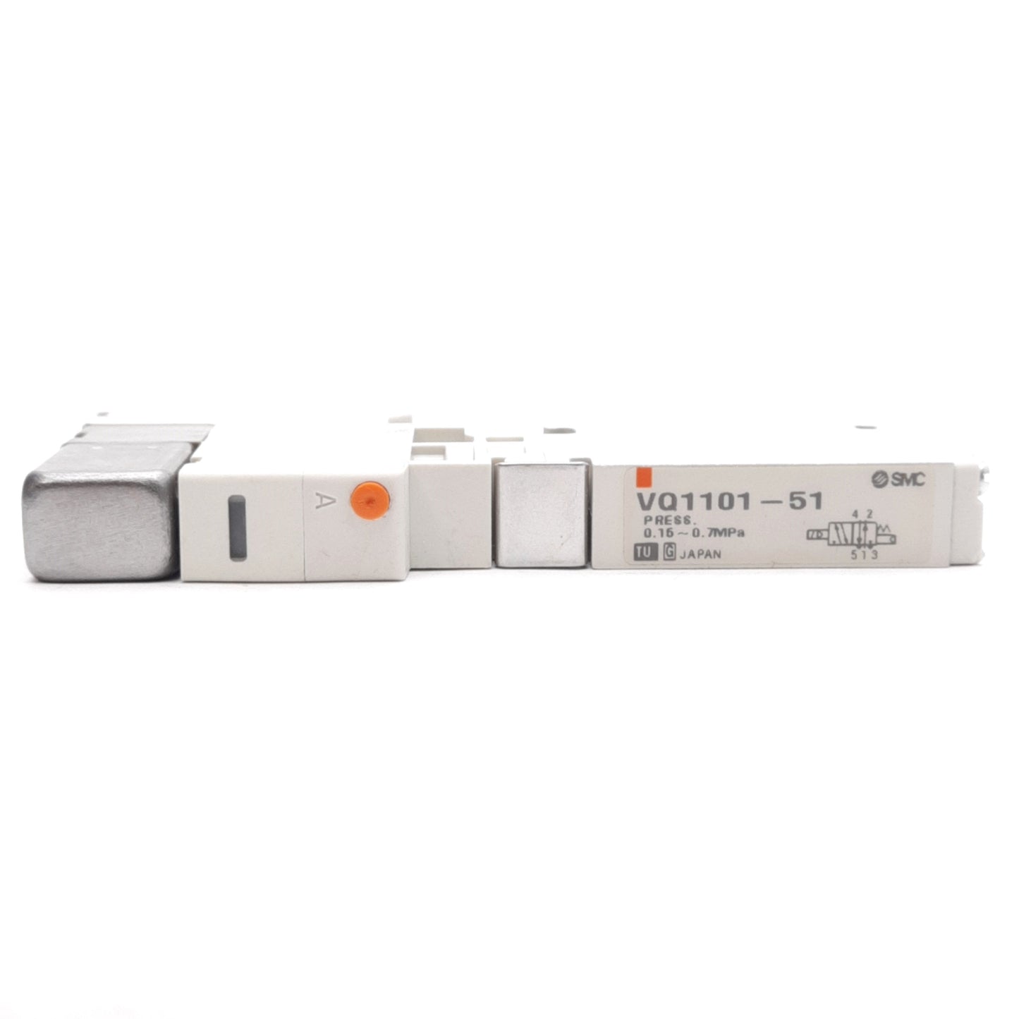 Used SMC VQ1101-51 Solenoid Valve, 2-Position Single, 0.15-0.7MPa, 24VDC Coil