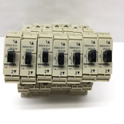 New – Open box Lot of 7 Siemens 5SK9011-2KK24 Auxiliary Circuit Breakers 1-Pole 1A 240VAC/60VDC