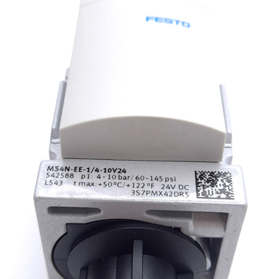 New – Open box Festo MS4N-EE-1/4-10V24 Shut Off Valve 3/2 Normally Closed 2000 l/min 24VDC Coil
