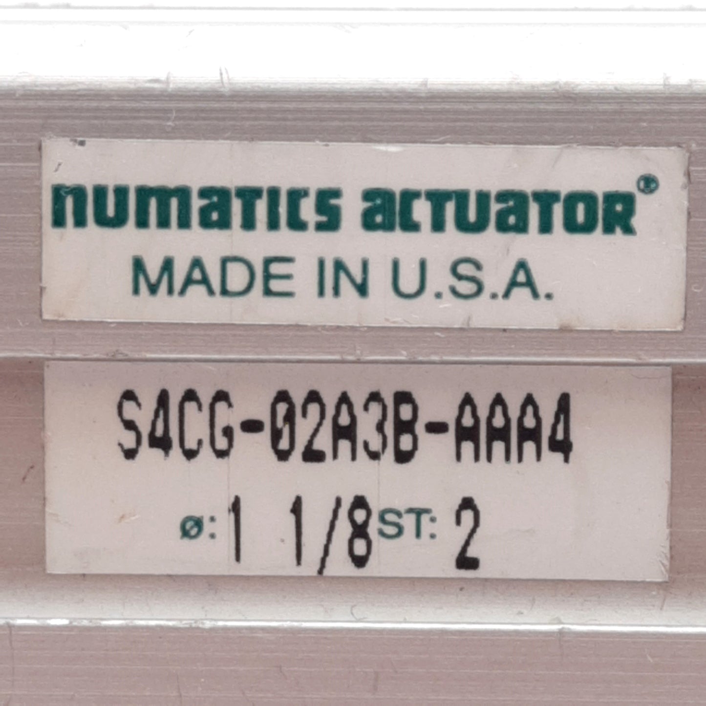 Used Numatics S4CG-02A3B-AAA4 Compact Cylinder, ø1.125in Bore, 2in Stroke, 1/8in NPTF