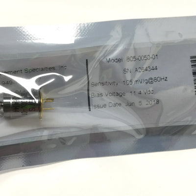 New Measurement Specialties 805-0050-01 Piezoelectric Accelerometer, 1-8000Hz, ±50g