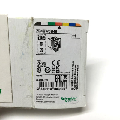 New Schneider ZB4BW0B45 Red LED Light Switch Block w/ Body Fixing Collar 1NO-1NC 24V