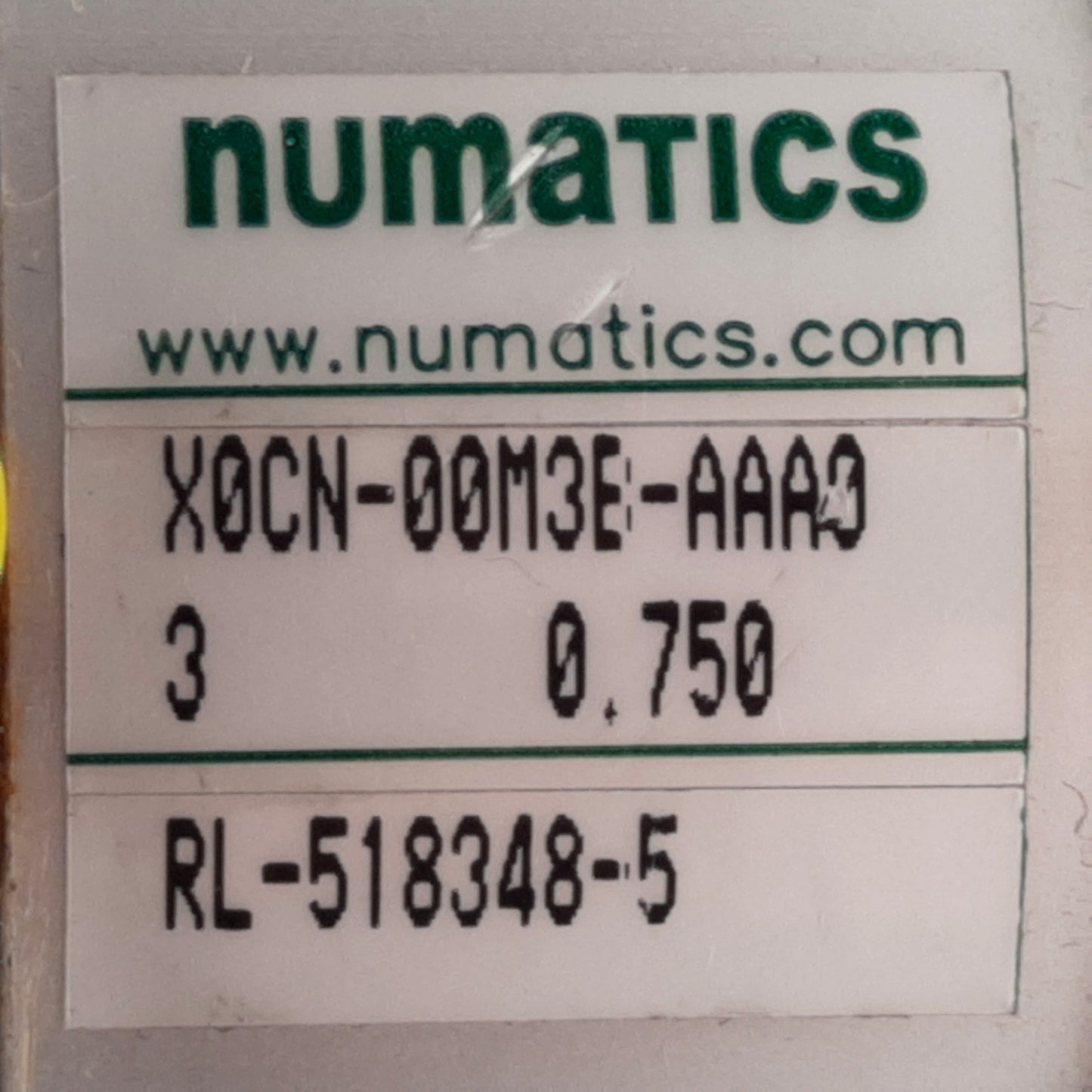 Used Numatics X0CN-00M3E-AAA0 Compact Cylinder ø3in Bore, 3/4in Stroke NPTF1/8 250PSI