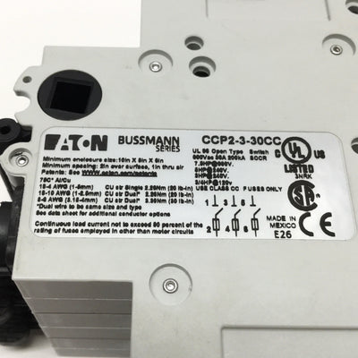 New – Open box Eaton Bussmann CCP2-3-30CC Fusible Disconnect Switch 3-Pole, Class CC 30A 600VAC