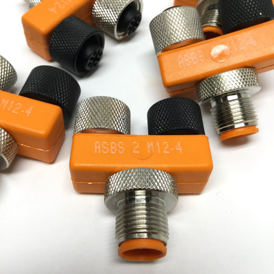 New – Open box Lot of 5 Lumberg ASBS 2 M12-4 Splitter Tee Connector 4-Pin M12 Male to 2x Female