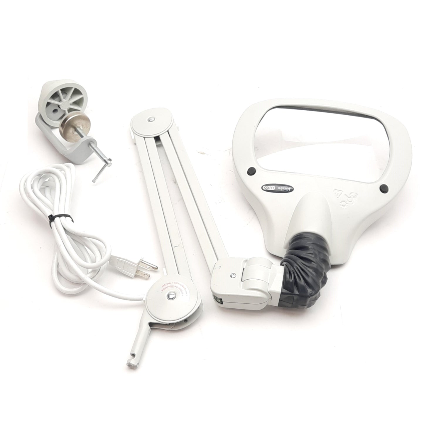 Used Luxo WAL025968 Wave LED Magnifier 3.5-Diopter Lens, 6W Dimmable LEDs 45in 120VAC