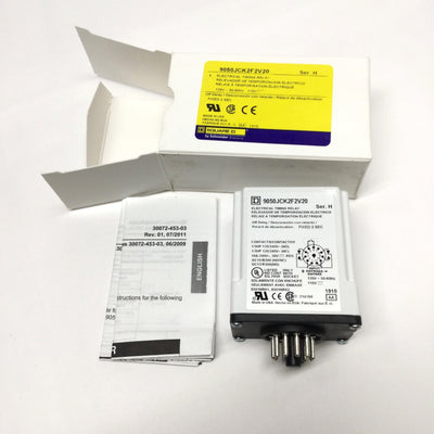 New Square D 9050JCK2F2V20 Off-Delay Timing Relay, 120VAC, Fixed 2 Seconds, DPDT 10A