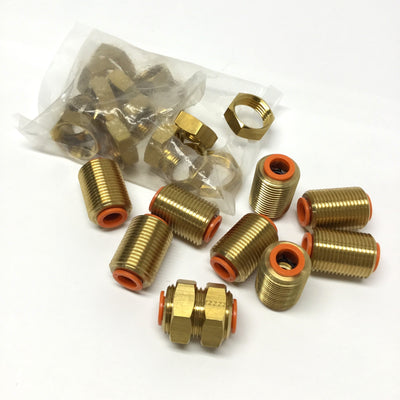 New – Open box Lot of 9 SMC KQ2E11-00A Pneumatic Bulkhead Union Air Fittings 7/8"-14, 3/8" Tube