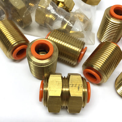 New – Open box Lot of 9 SMC KQ2E11-00A Pneumatic Bulkhead Union Air Fittings 7/8"-14, 3/8" Tube